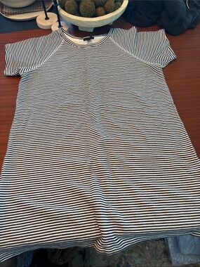 J. Crew Navy & White Striped Crewneck Tee